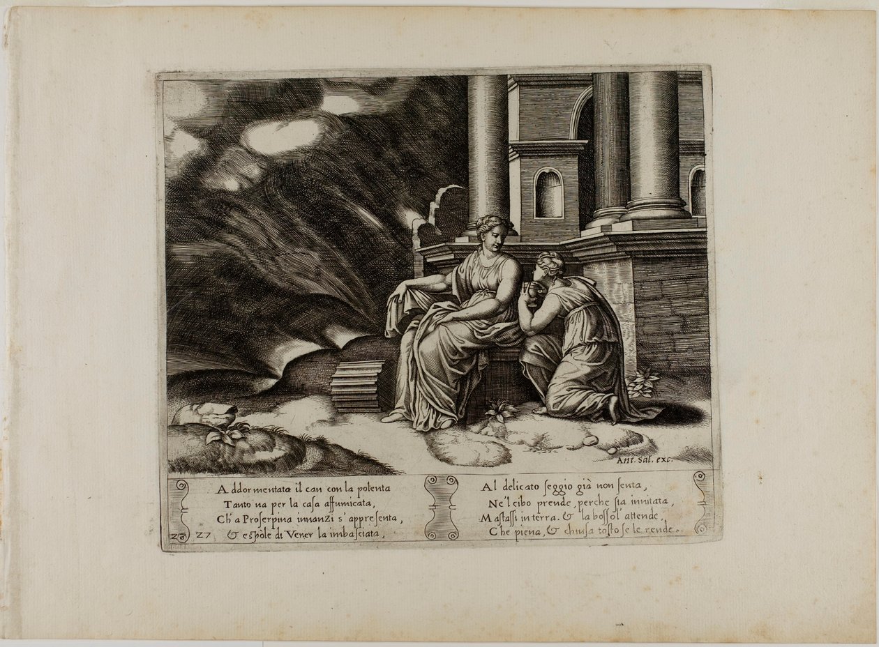 Proserpina gir Psyche skjønnhetens boks av Master of the Die