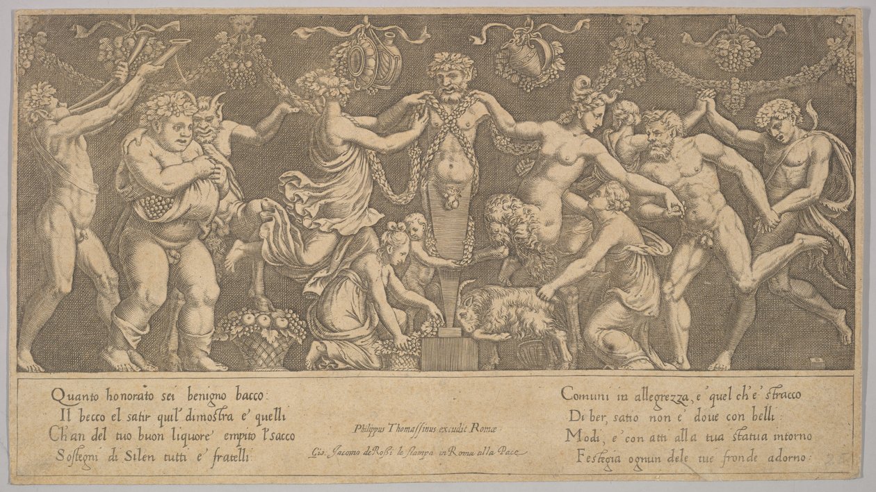 The sacrifice to Priapus who is in the form of a statue in the centre, Bacchus and a sa..., 1530-60.    1139691   no       norwegian Successfully Translated  Original: Old Houses in Hyen Translat: Old Houses in Hyen 1413778 no norwegian Successfully Transl av Master of the Die