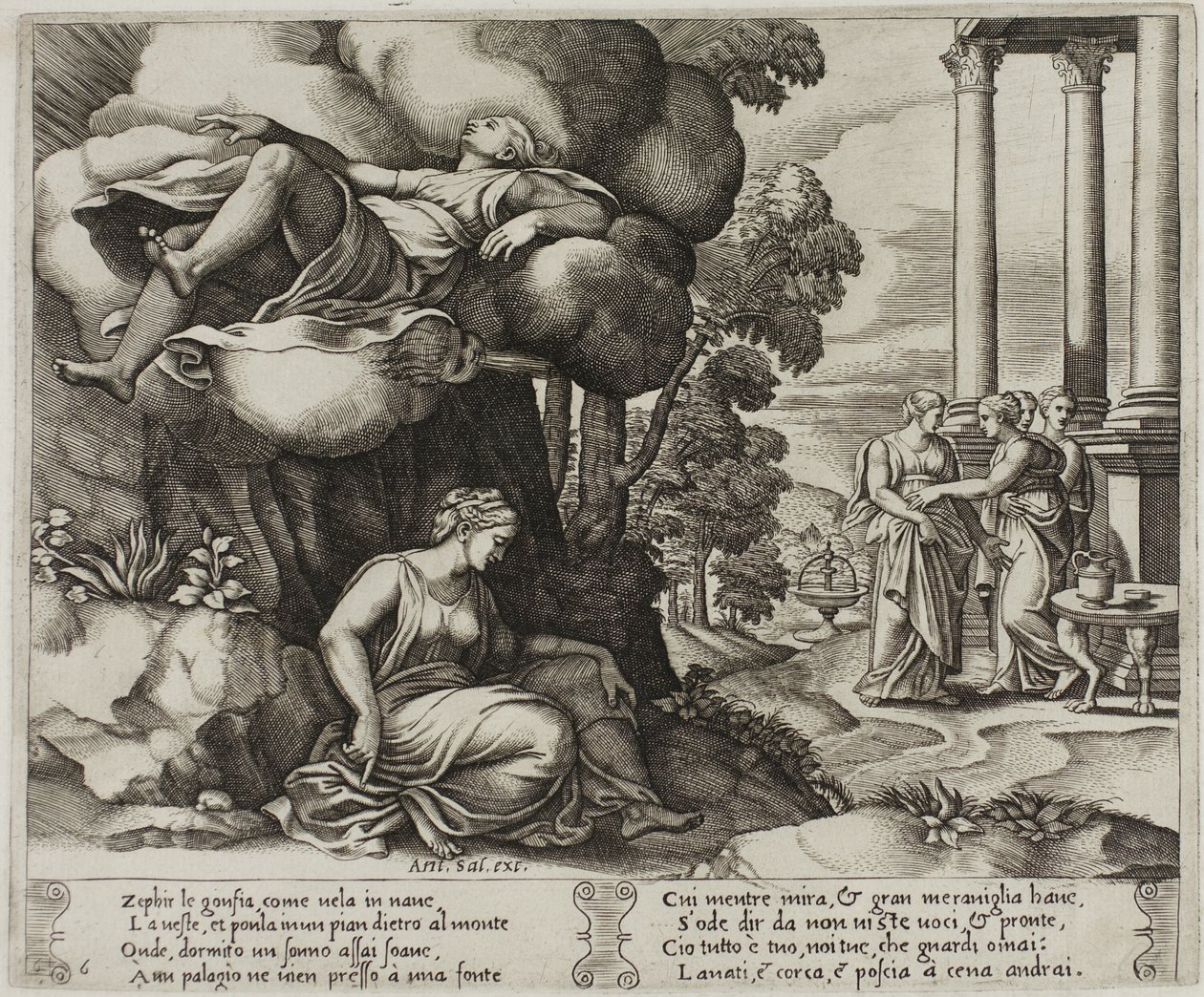 Zephyr bærer Psyche til et fortryllet palass av Master of the Die