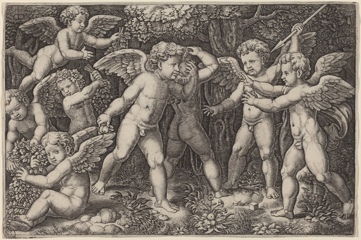 Født og leker av Master of the Die after Raphael
