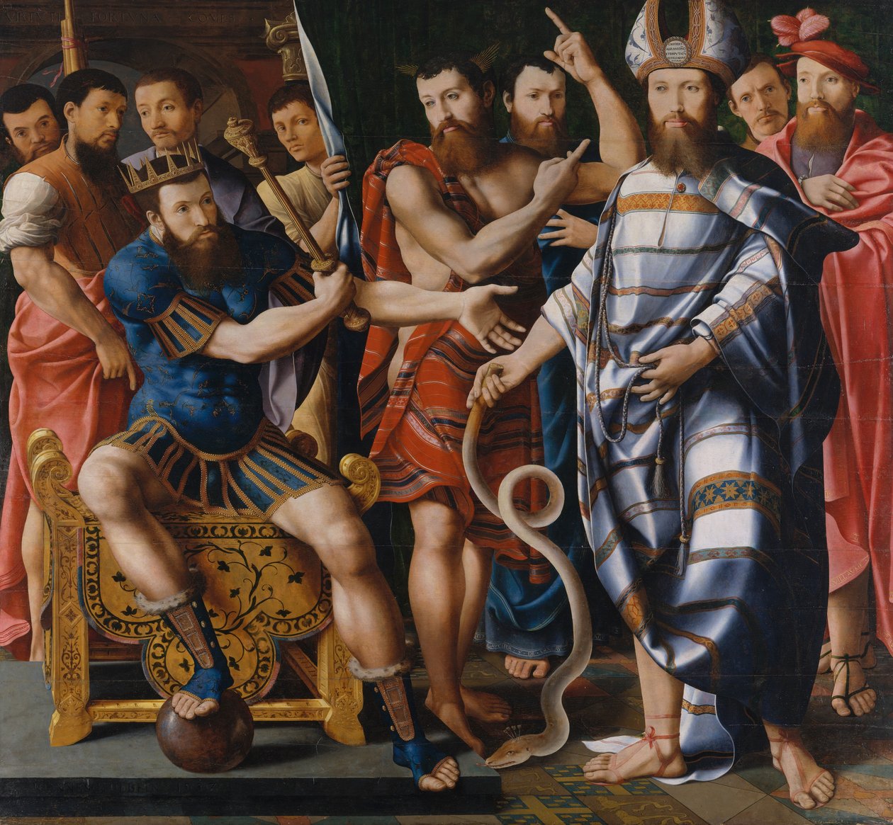 Moses og Aron før farao: An Allegory of the Dinteville Family, 1537. av Master of the Dinteville Allegory