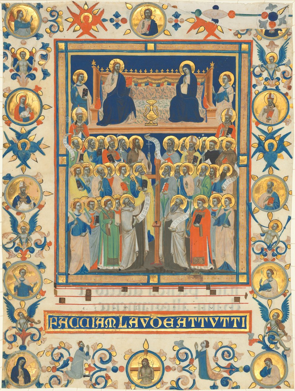 Kristus og jomfruen på tronen med førti hellige av Master of the Dominican Effigies
