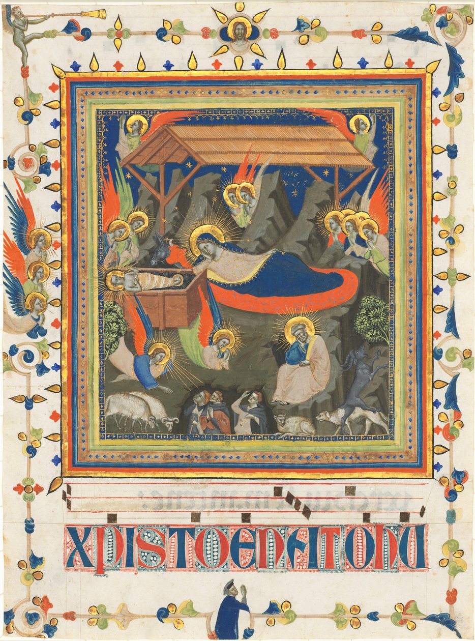 Fødselen med kunngjøringen til hyrdene av Master of the Dominican Effigies