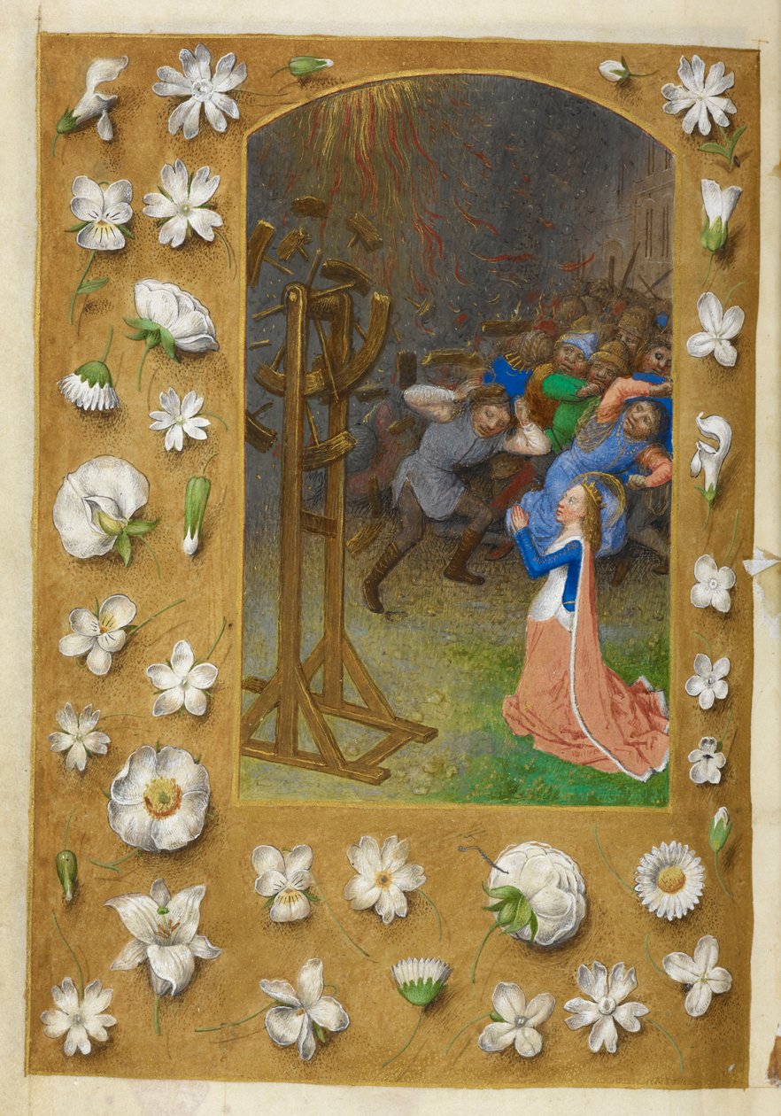 Martyrdøden til Saint Catherine. av Master of the Dresden Prayer Books