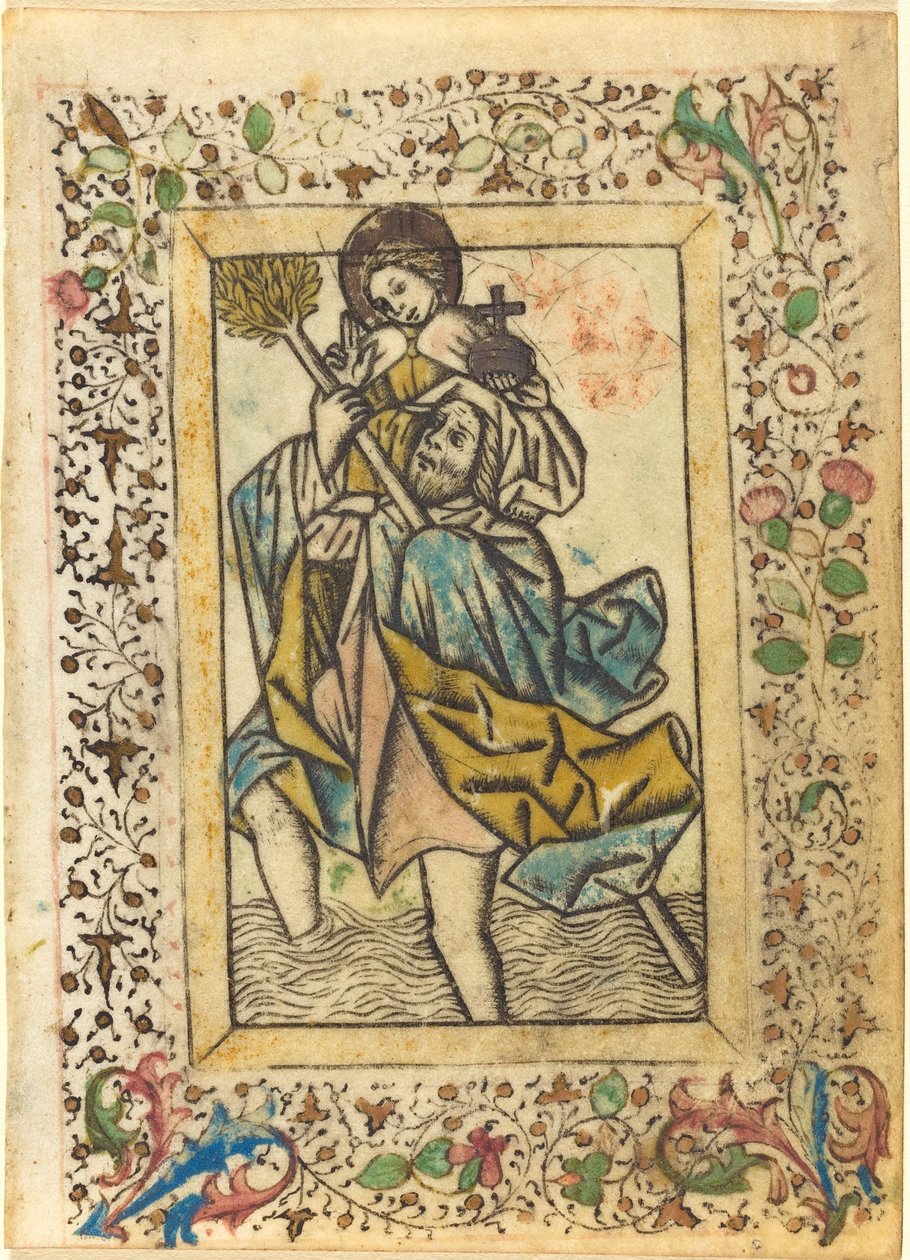 Den hellige Christopher av Master of the Dutuit Mount of Olives
