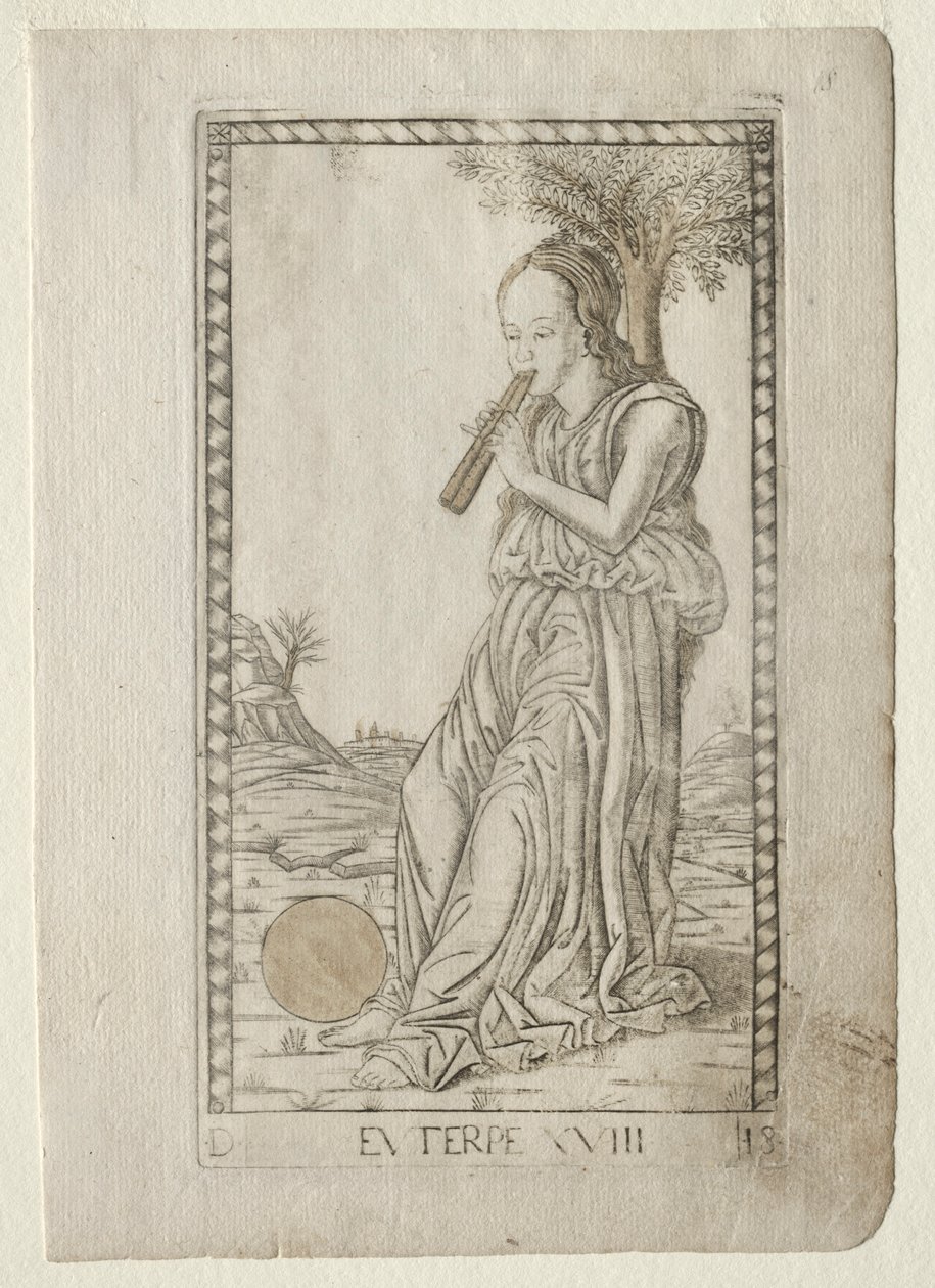 Euterpe-musikk, lyrisk poesi fra Tarocchi-serien D..., før 1467. av Master of the E Series Tarocchi