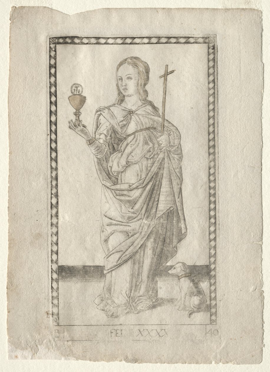 Faith from the Tarocchi, serie B: Cosmic Principles & Virtues, #40, før 1467. av Master of the E Series Tarocchi
