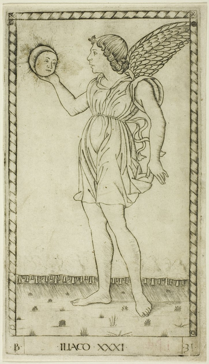Genius of the Sun, plate 31 fra Genii and Virtues av Master of the E Series Tarocchi