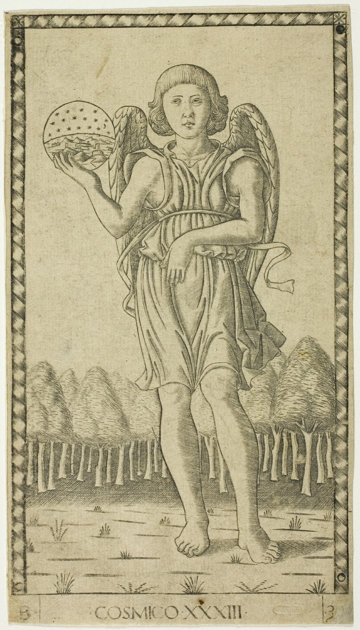 Genius of the World, plate 33 fra Genii and Virtues av Master of the E Series Tarocchi