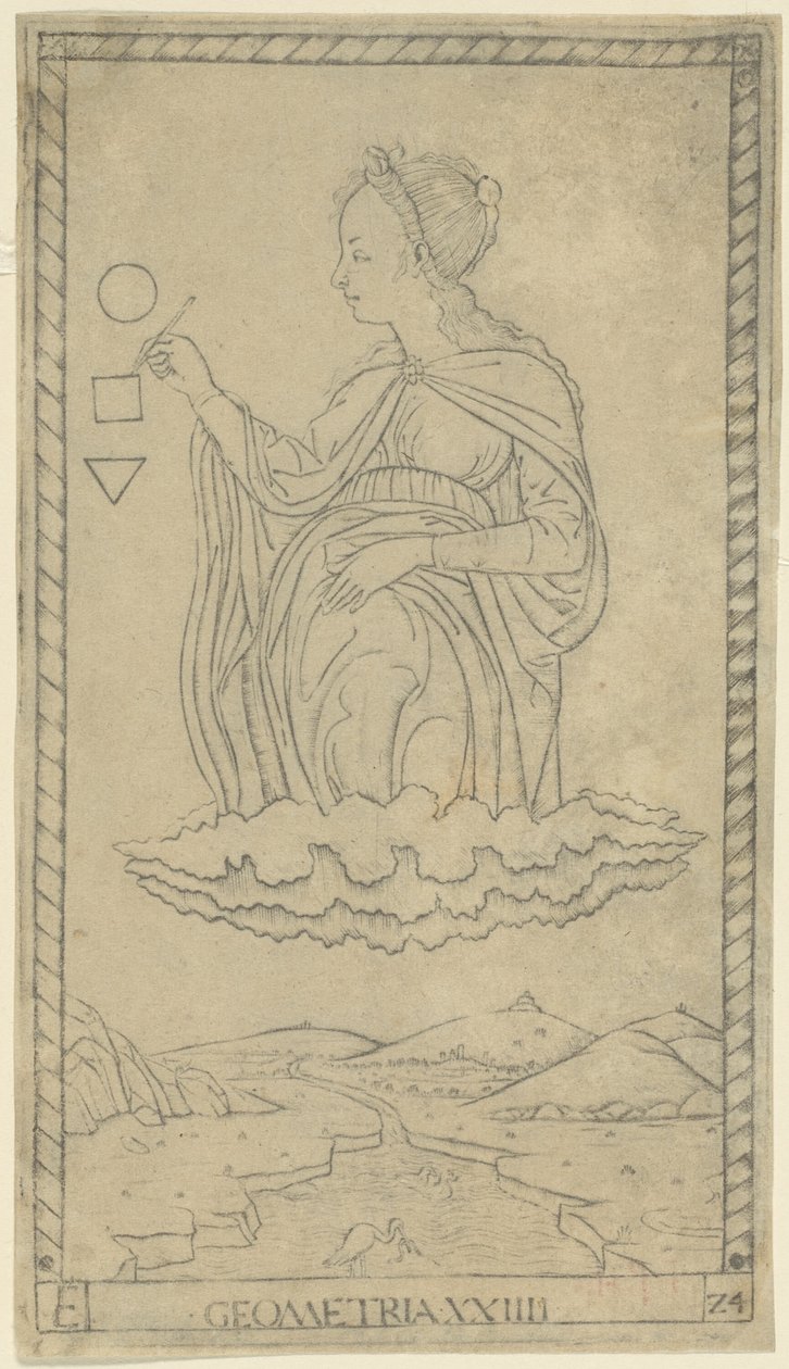 Geometri, plate 24 fra Arts and Sciences av Master of the E Series Tarocchi