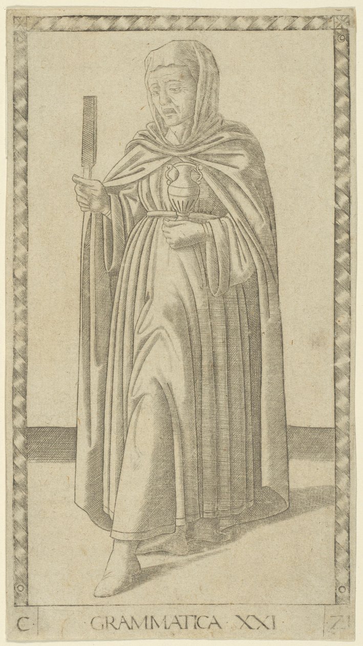 Grammatikk, plate 21 fra Arts and Sciences av Master of the E Series Tarocchi