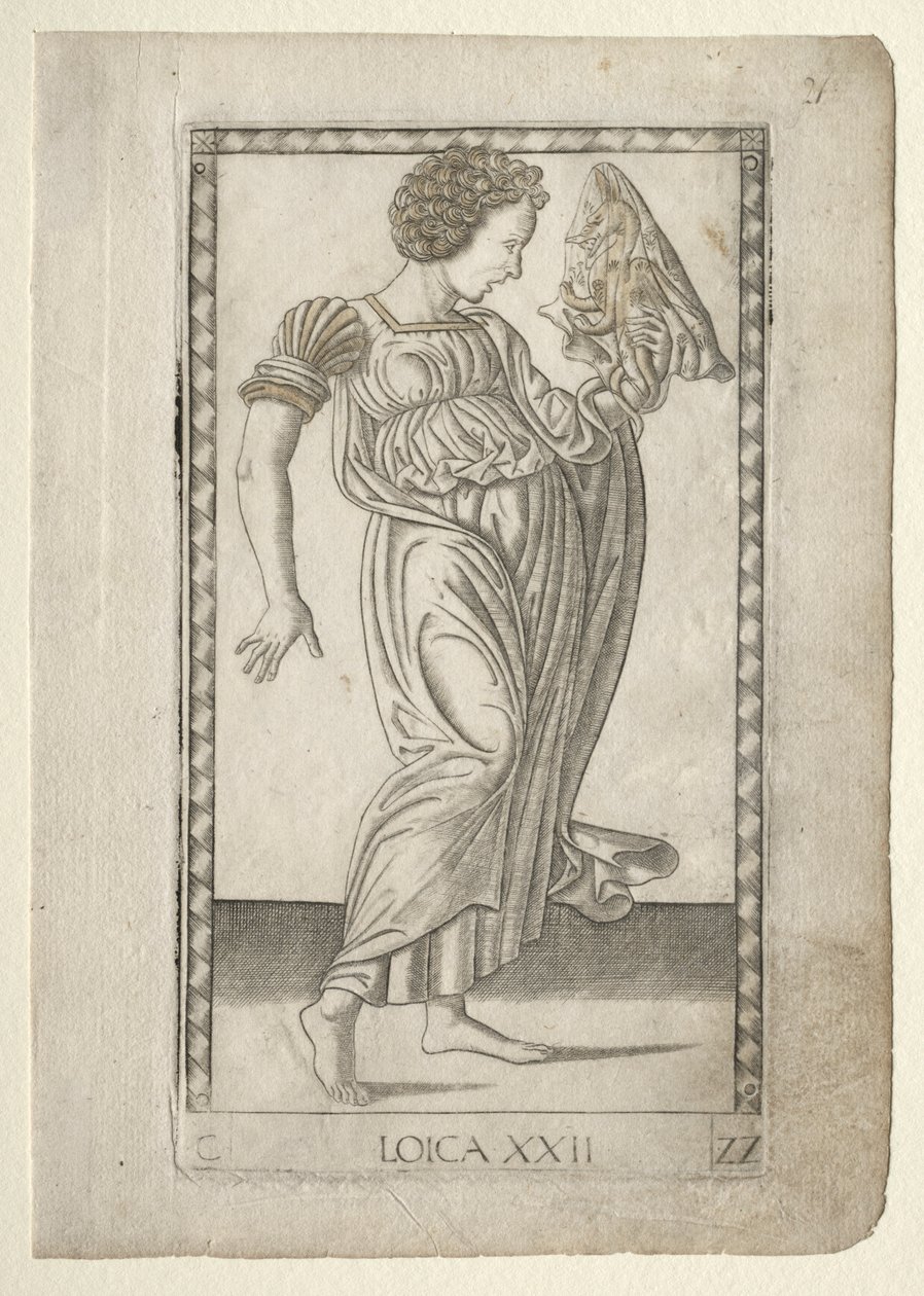 Logikk fra Tarocchi, serie C: Liberal Arts, #22, før 1467. av Master of the E Series Tarocchi