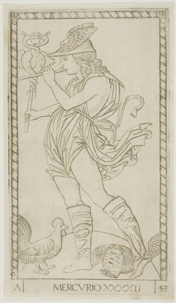 Mercury, plate 42 fra Planets and Spheres av Master of the E Series Tarocchi