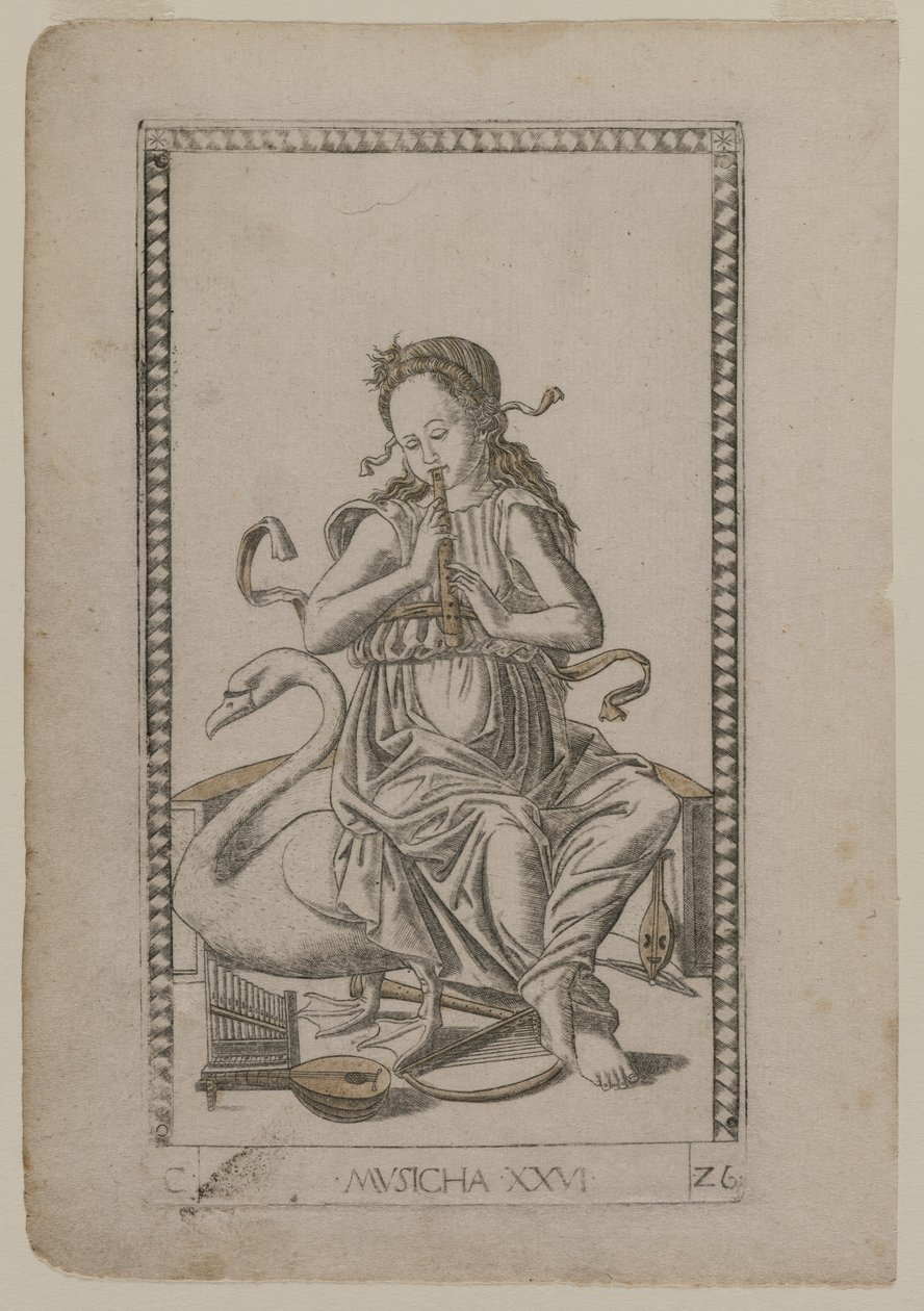 Musikk fra Tarocchi, serie C: Liberal Arts, #26, før 1467. av Master of the E Series Tarocchi
