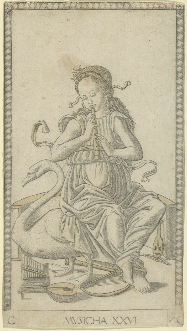 Musikk, plate 26 fra Arts and Sciences av Master of the E Series Tarocchi