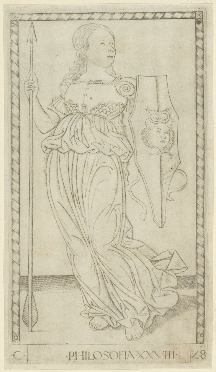 Filosofi, plate 28 fra Arts and Sciences av Master of the E Series Tarocchi
