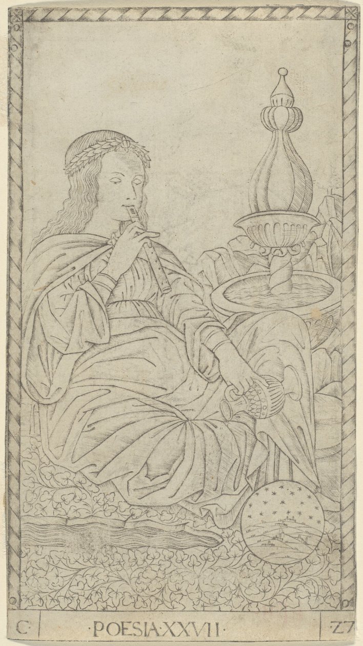 Poesi, plate 27 fra Arts and Sciences av Master of the E Series Tarocchi