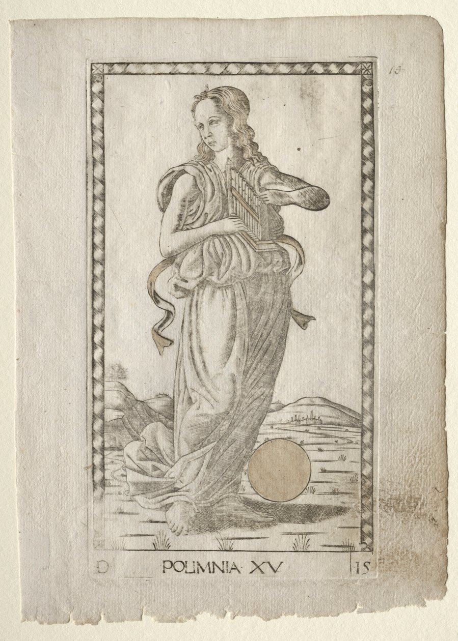 Polyhymnia heroiske salmer fra Tarocchi-serien D..., før 1467. av Master of the E Series Tarocchi