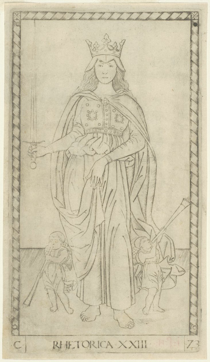 Retorikk, plate 23 fra Arts and Sciences av Master of the E Series Tarocchi