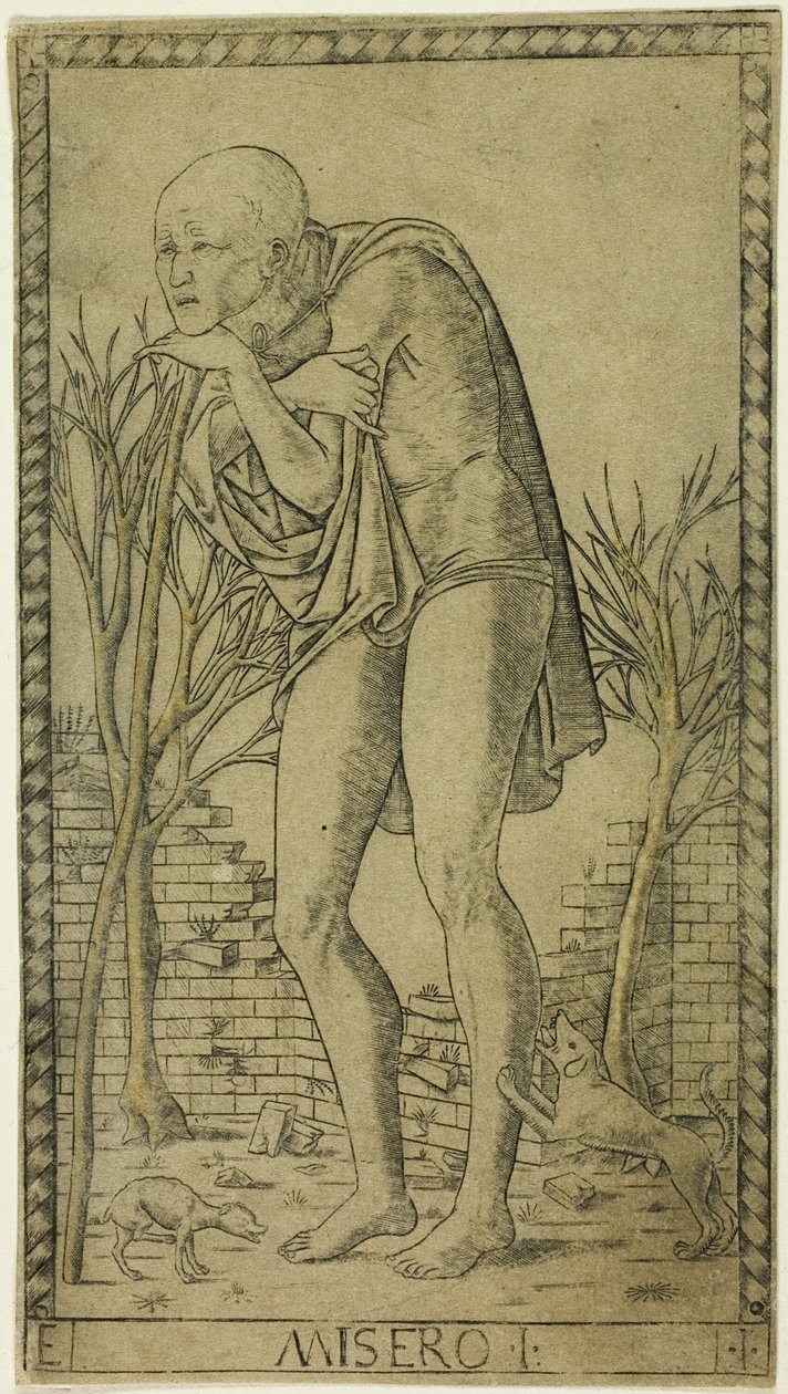 The Beggar, plate en fra The Ranks and Conditions of Men av Master of the E Series Tarocchi