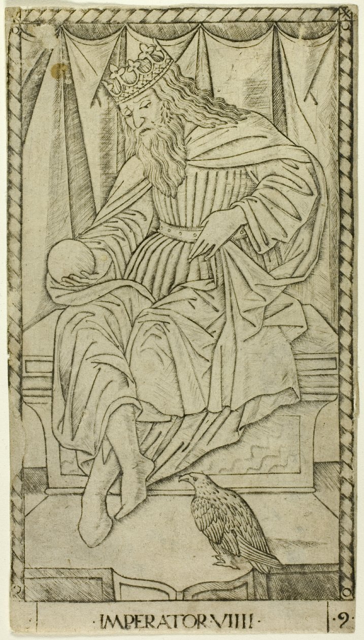Keiseren, plate ni av The Ranks and Conditions of Man av Master of the E Series Tarocchi