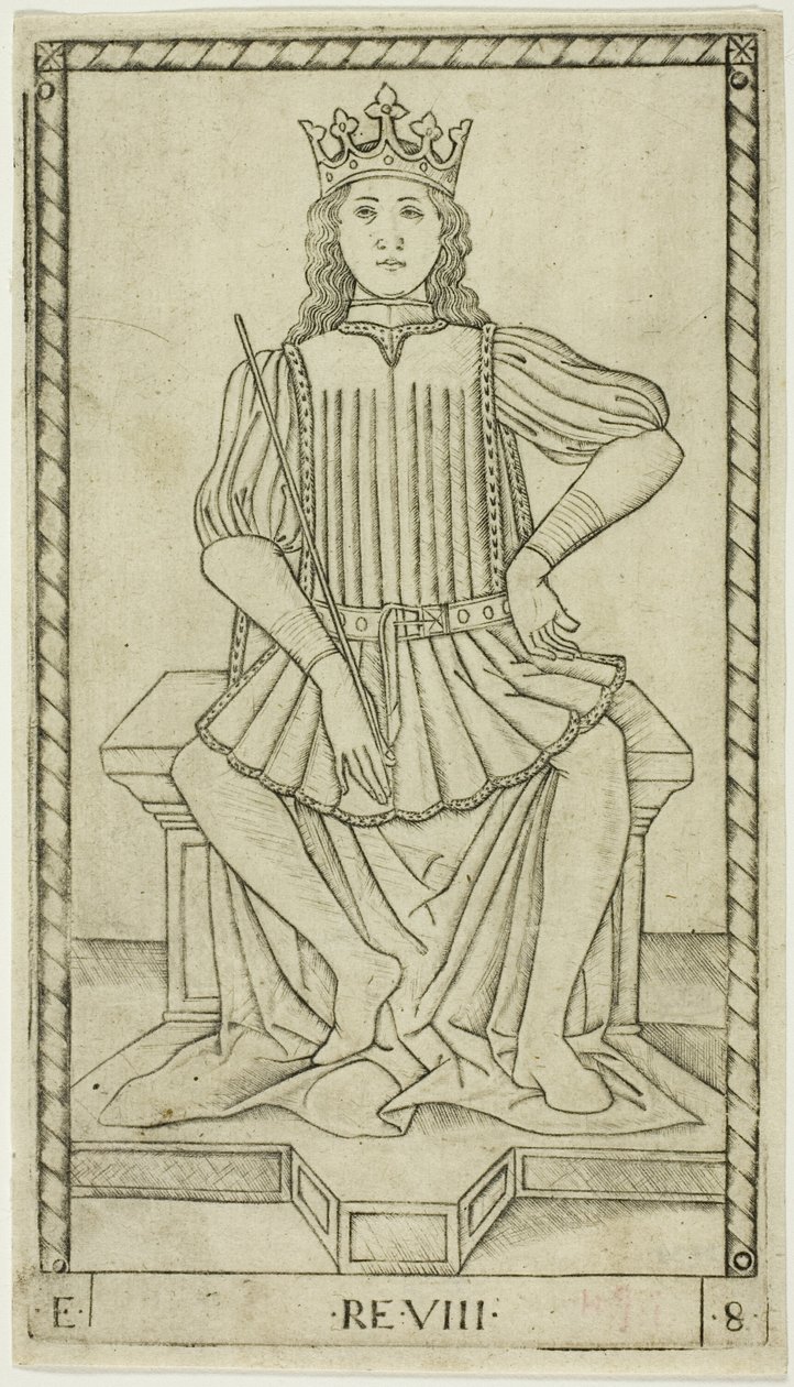 The King, plate åtte fra The Ranks and Conditions of Men av Master of the E Series Tarocchi