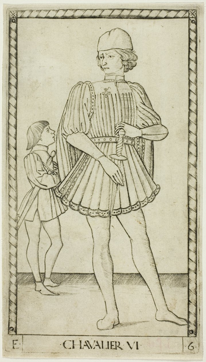 The Knight, plate seks fra The Ranks and Conditions of Men av Master of the E Series Tarocchi