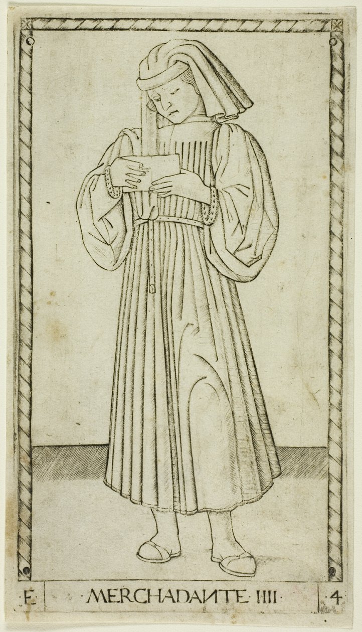 The Merchant, plate fire fra The Ranks and Conditions of Men av Master of the E Series Tarocchi