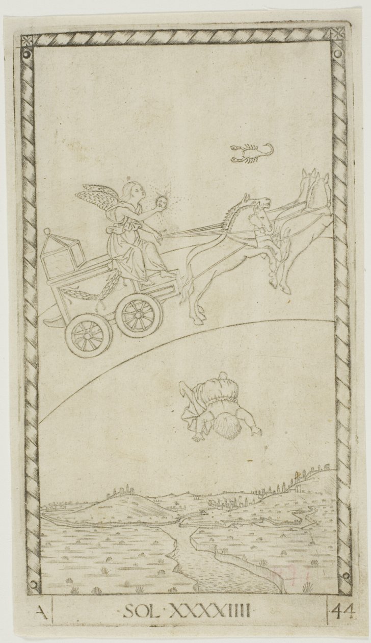 The Sun, plate 44 fra Planets and Spheres av Master of the E Series Tarocchi