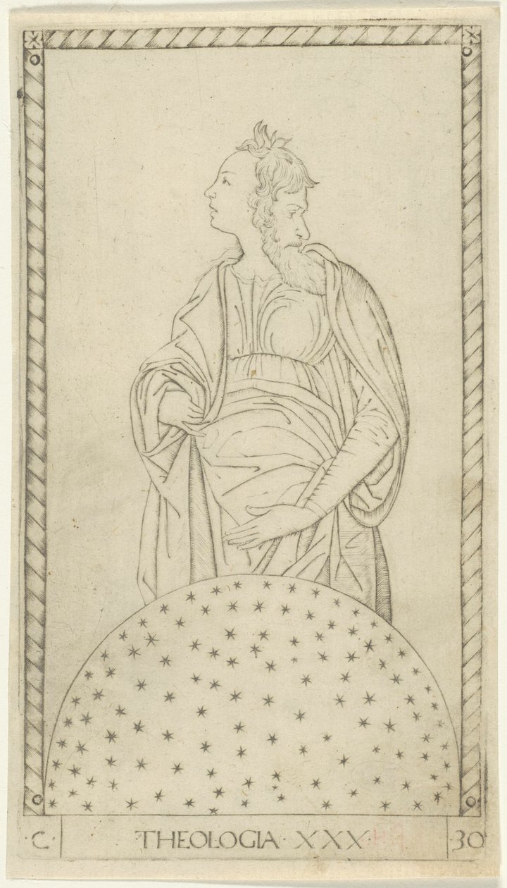 Teologi, plate 30 fra Arts and Sciences av Master of the E Series Tarocchi