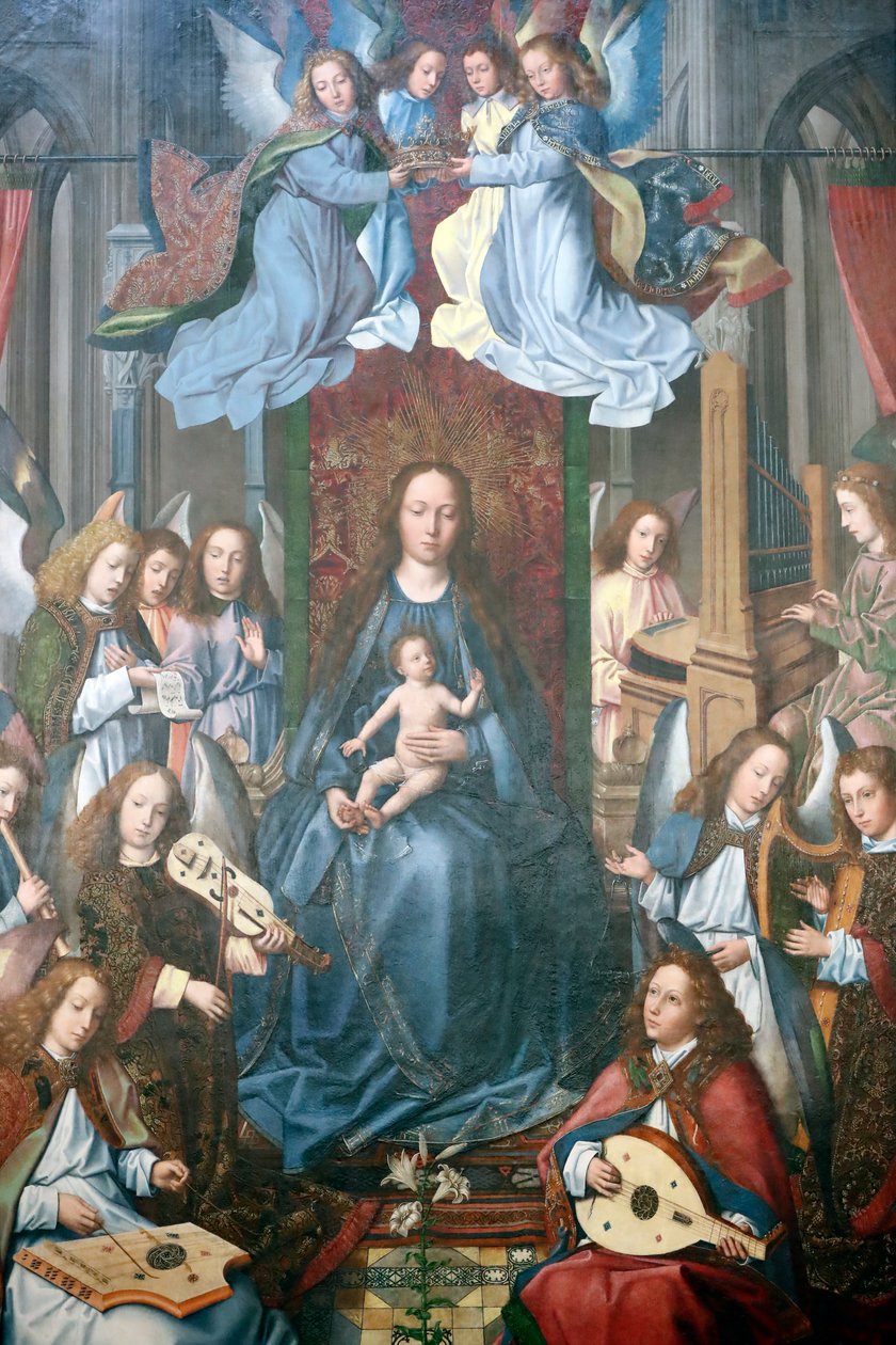 Evora museum. Mesteren av Evora-altertavlen. Glorifiseringen av den hellige jomfru. Olje på panel. Flamsk skole 1500. Portugal. av Master of the Evora Altarpiece