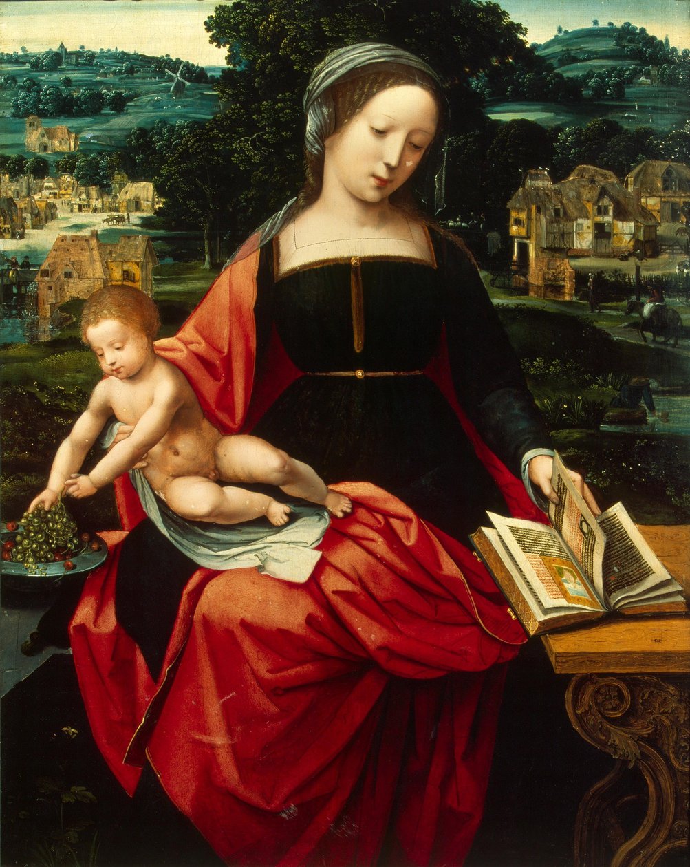 Madonna og Child av Master of the Female Half Lengths