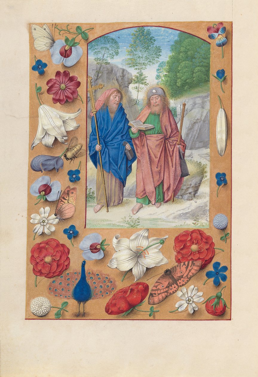 Hours of Queen Isabella the Catholic, Queen of Spain: Fol. 175v, Saints Philip & James, ca. 1500. av Master of the First Prayerbook of Maximillian
