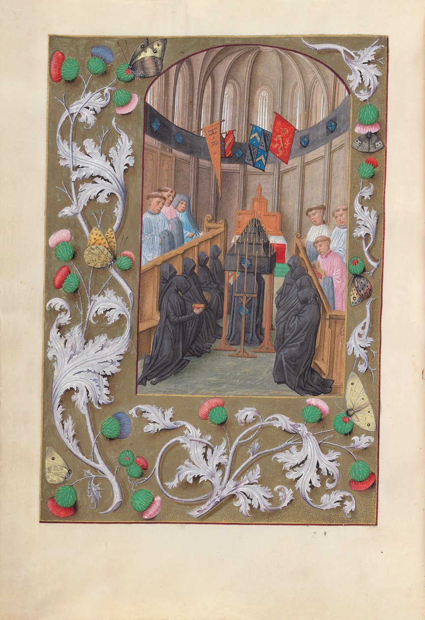 Hours of Queen Isabella the Catholic, Queen of Spain: Fol. 219v, begravelsestjeneste, ca. 1500. av Master of the First Prayerbook of Maximillian