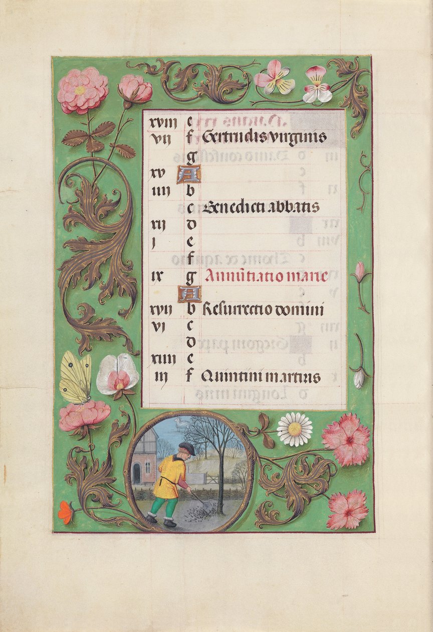 Hours of Queen Isabella the Catholic, Queen of Spain: Fol. 4v, mars, ca. 1500. av Master of the First Prayerbook of Maximillian