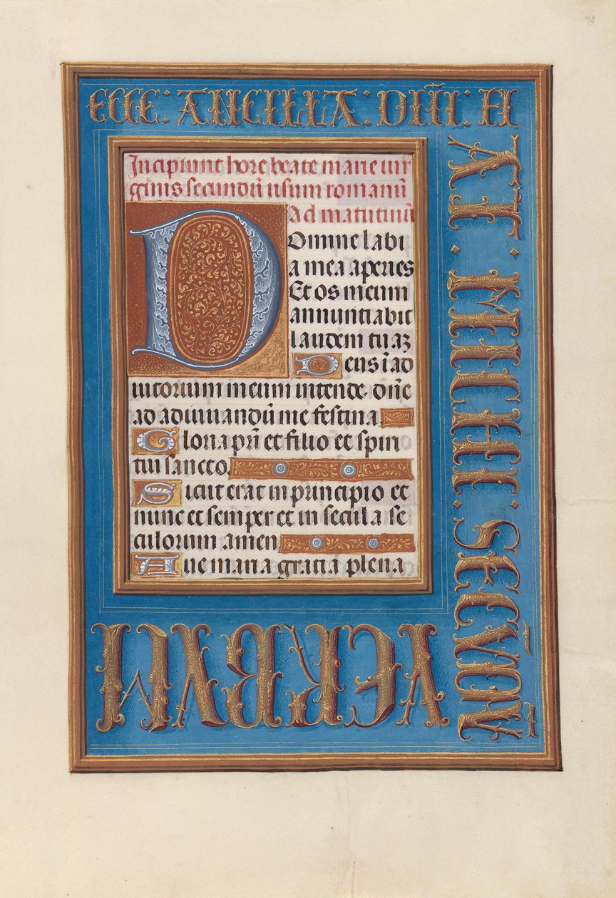 Timer for dronning Isabella den katolske, dronning av Spania: Fol, 98r, ca. 1500. av Master of the First Prayerbook of Maximillian