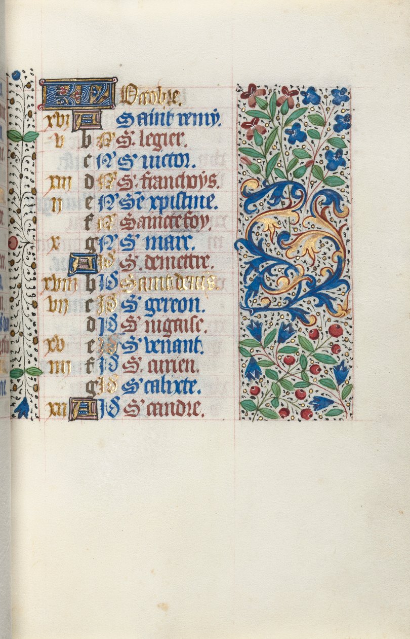 Timebok Bruk av Rouen: fol. 10r, c. 1470. av Master of the Geneva Latini