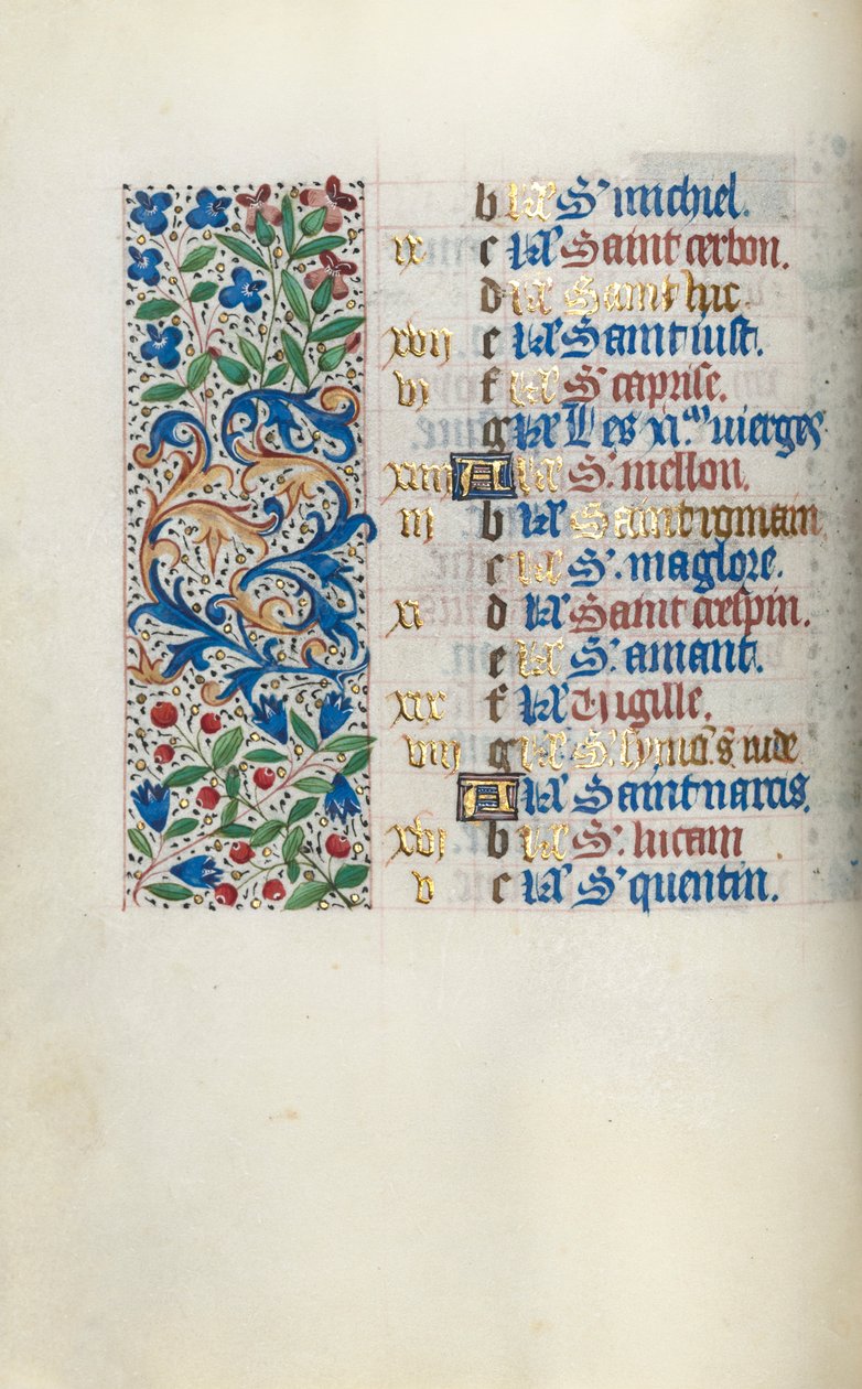 Timebok Bruk av Rouen: fol. 10v, c. 1470. av Master of the Geneva Latini
