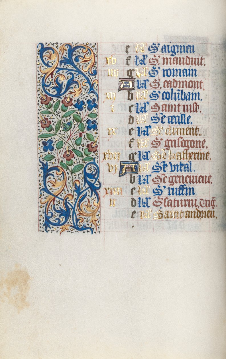 Timebok Bruk av Rouen: fol. 11v, c. 1470. av Master of the Geneva Latini