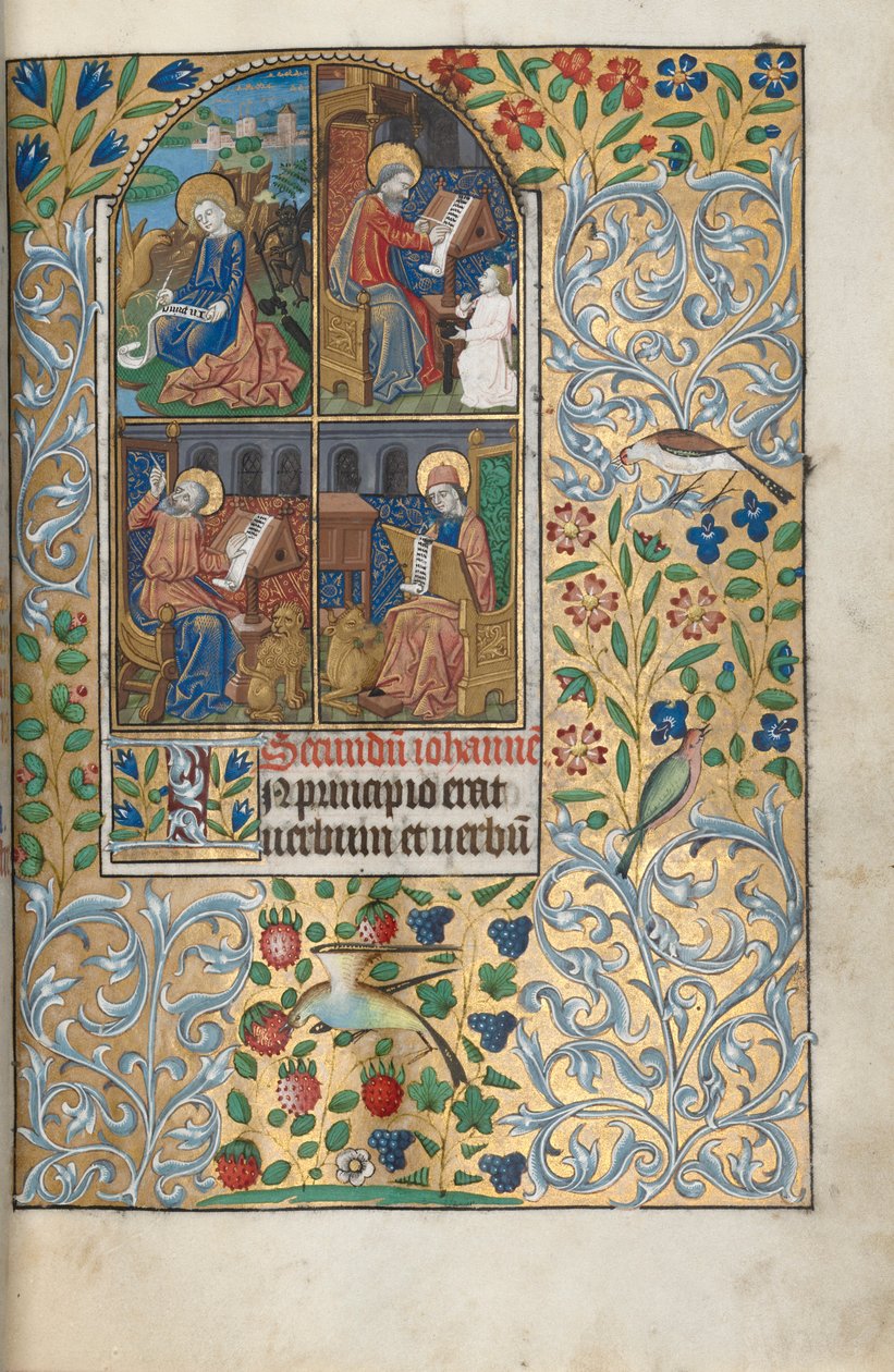 Timebok Bruk av Rouen: fol. 13r, De fire evangelistene, ca. 1470. av Master of the Geneva Latini