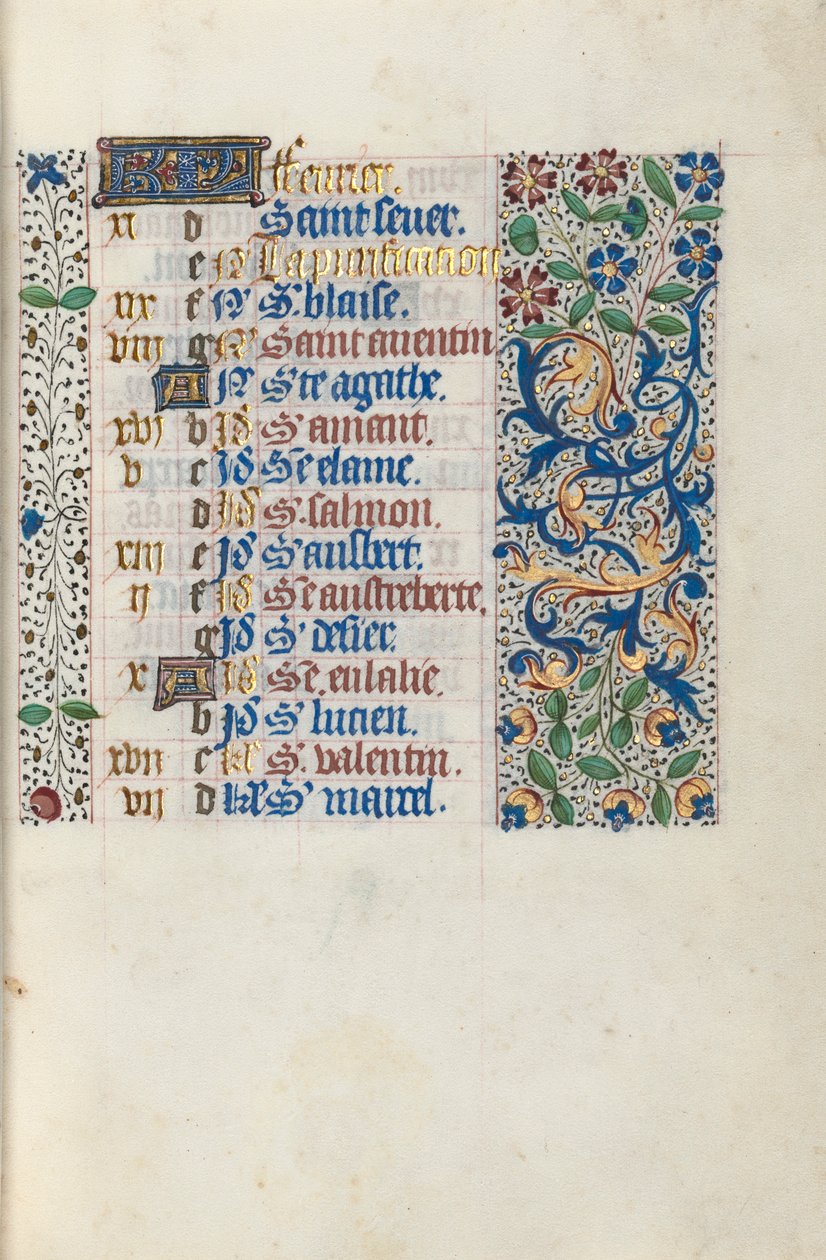 Timebok Bruk av Rouen: fol. 2r, c. 1470. av Master of the Geneva Latini