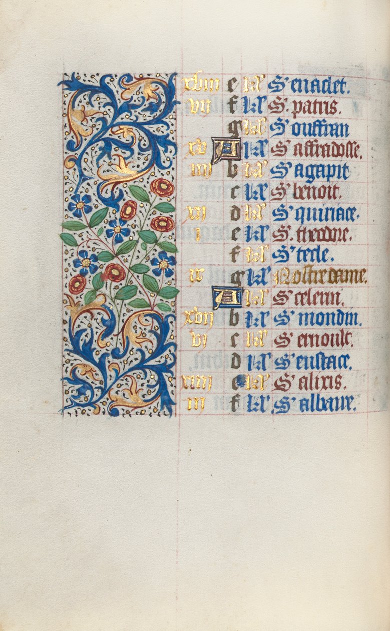 Timebok Bruk av Rouen: fol. 3v, c. 1470. av Master of the Geneva Latini
