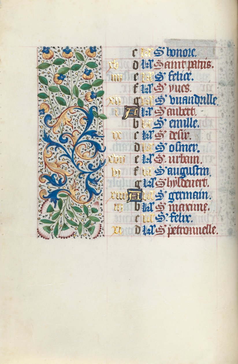 Timebok Bruk av Rouen: fol. 5v, c. 1470. av Master of the Geneva Latini