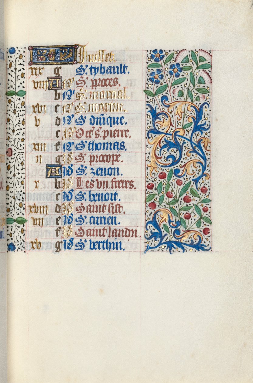 Timebok Bruk av Rouen: fol. 7r, c. 1470. av Master of the Geneva Latini