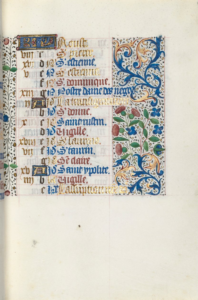 Timebok Bruk av Rouen: fol. 8r, c. 1470. av Master of the Geneva Latini