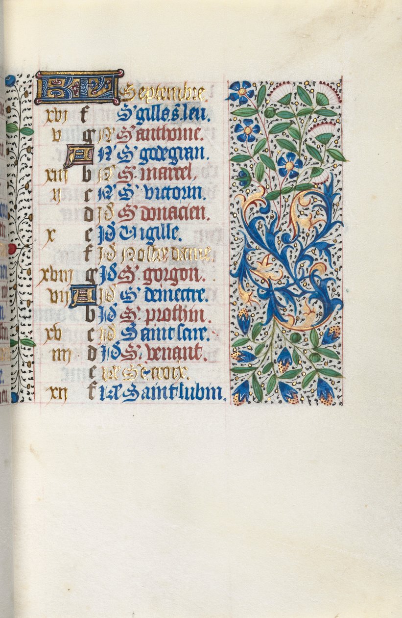 Timebok Bruk av Rouen: fol. 9r, c. 1470. av Master of the Geneva Latini
