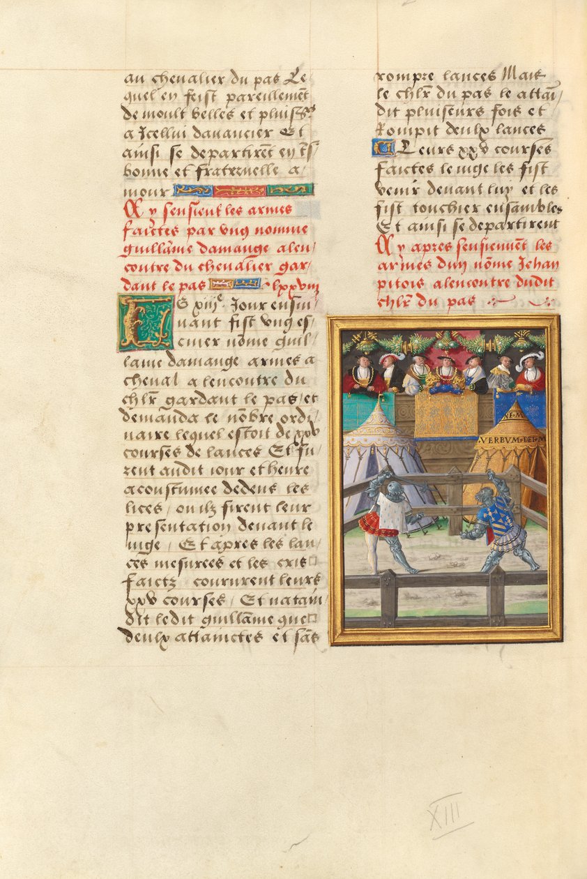 Jacques de Lalaing kjemper mot Esquire Jean Pitois ved våpenpassasjen til Tårenes fontene av Master of the Getty Lalaing