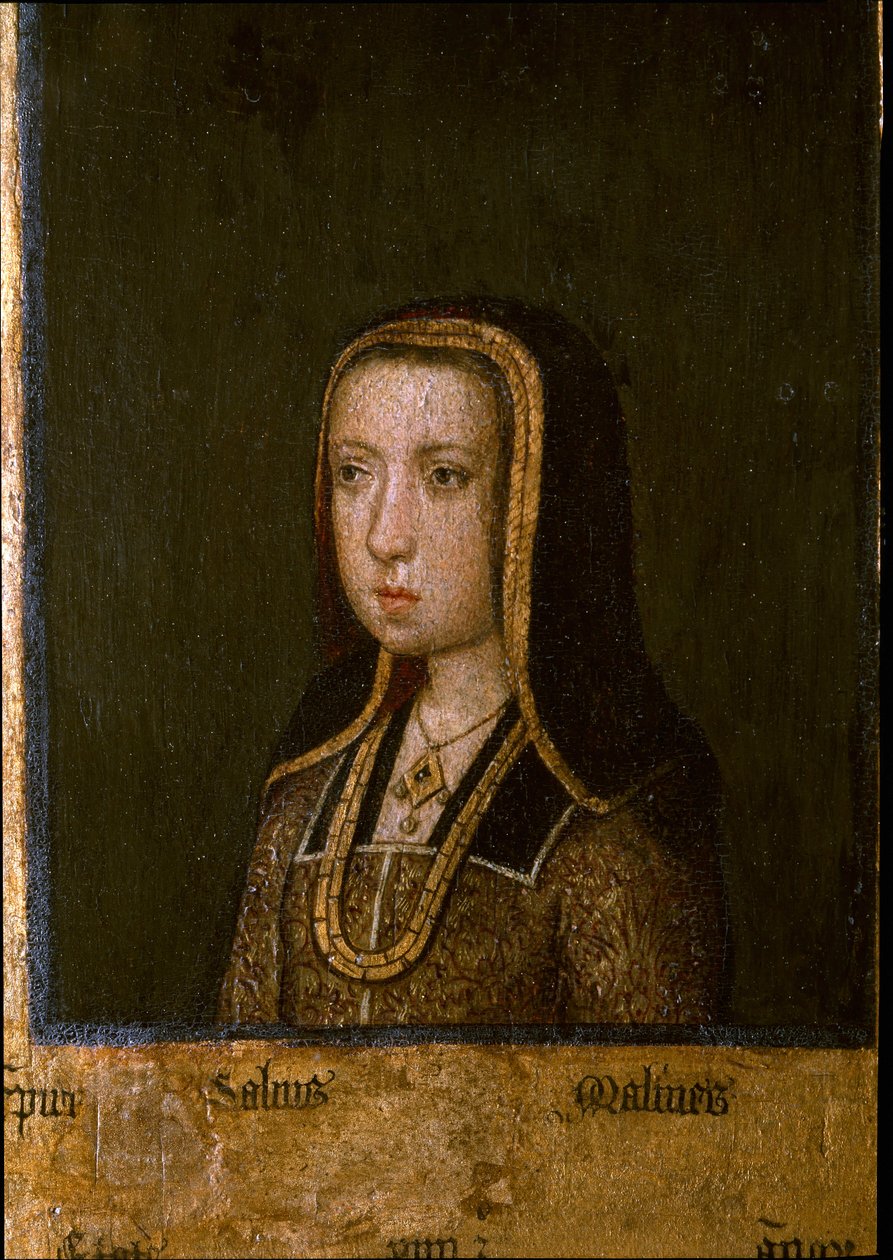 Portrett av Margarita av Østerrike, i 1494 (maleri på tre) av Master of the Guild of Saint George