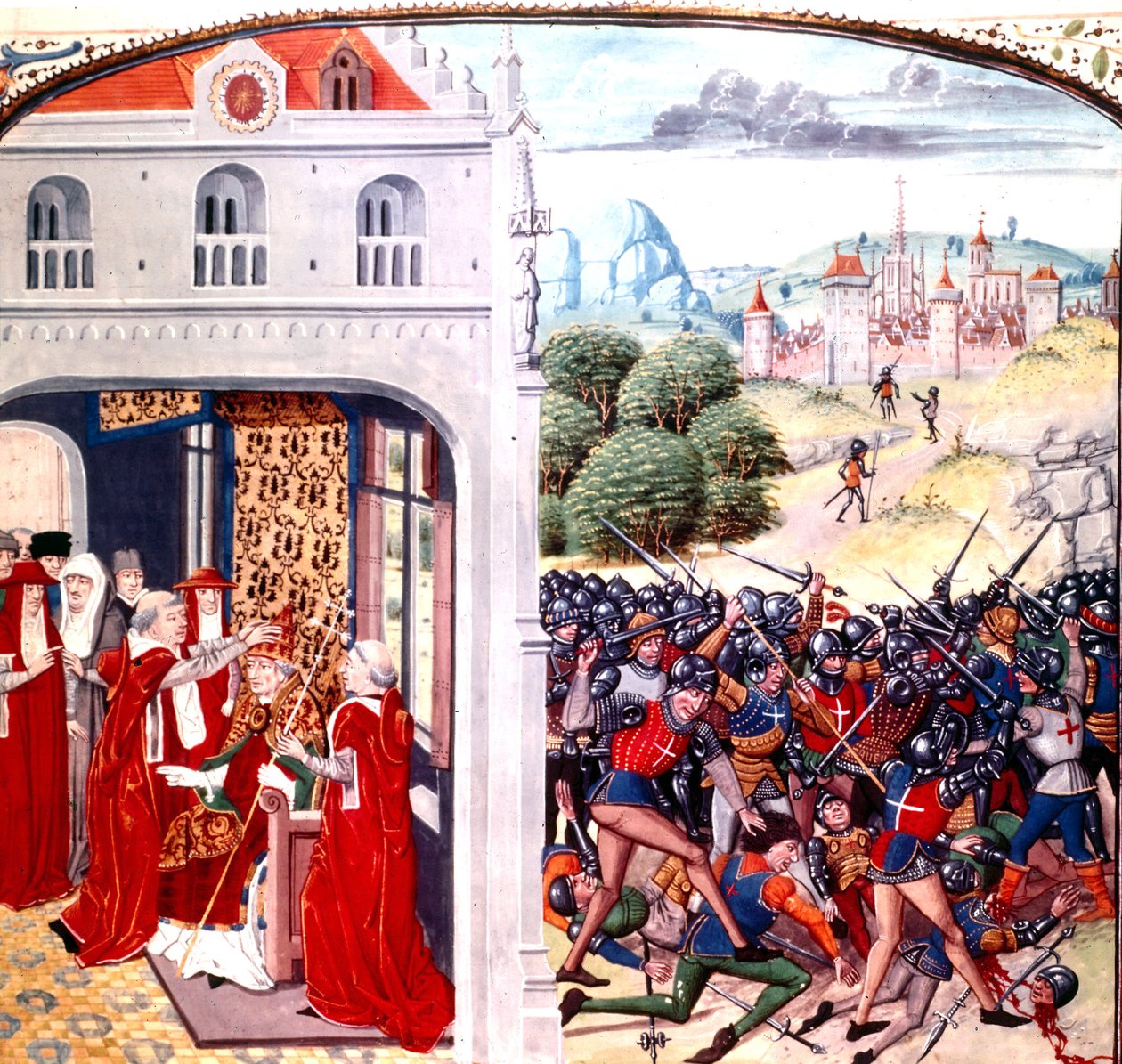 Innvielse av pave Gregor IX i Avignon Frankrike (pontifikat i 1227-1241) av Jean Froissart (vellum) av Master of the Harley Froissart