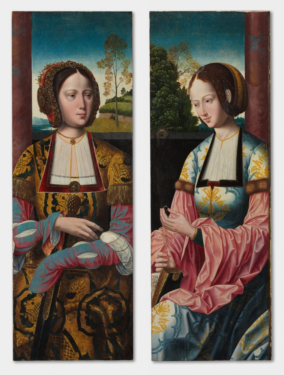 Saint Catherine og Saint Barbara (par) av Master of the Holy Blood